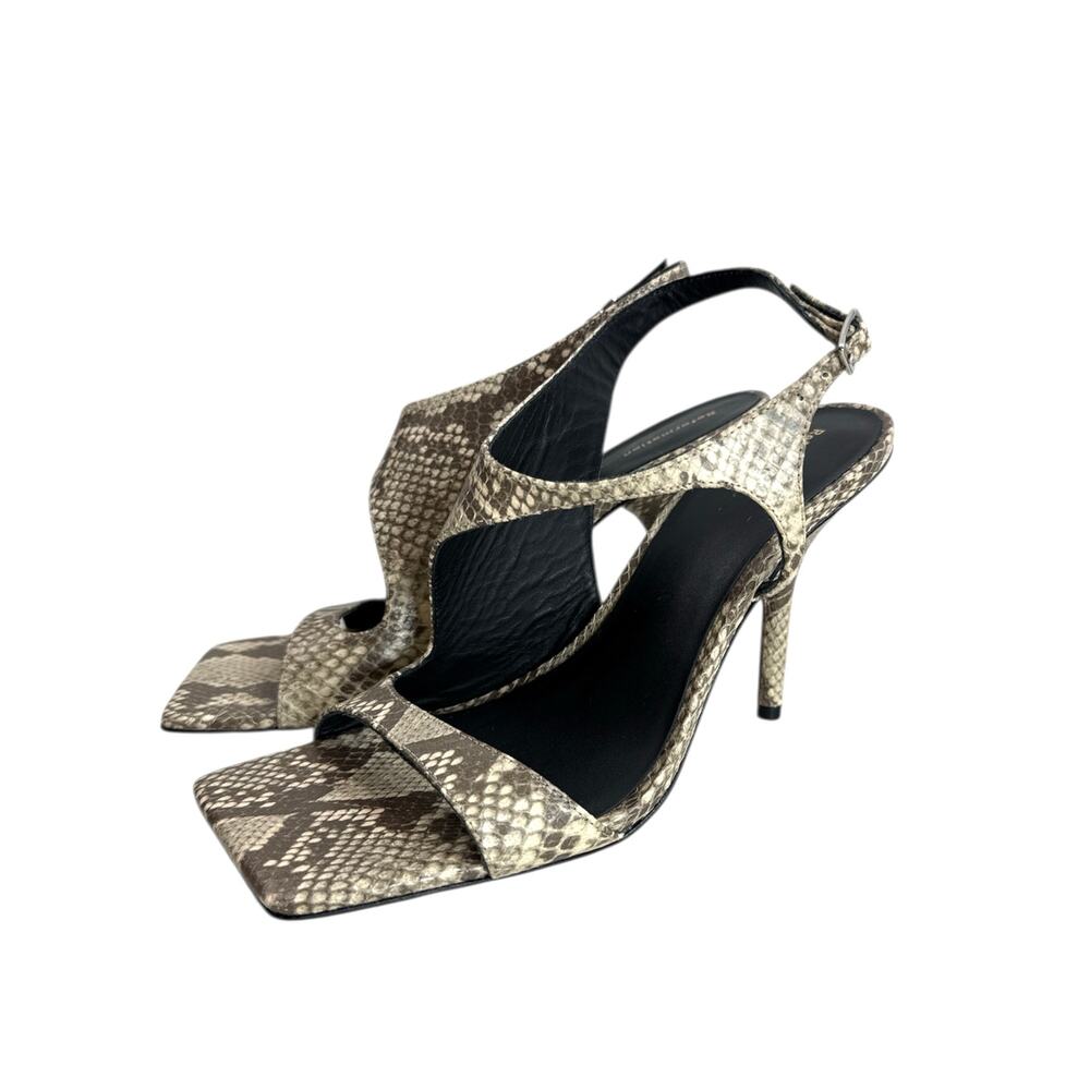 Reformation Square Toe Slingback Heels Tan Snake Print US 10 — NWOB - Picture 3 of 13